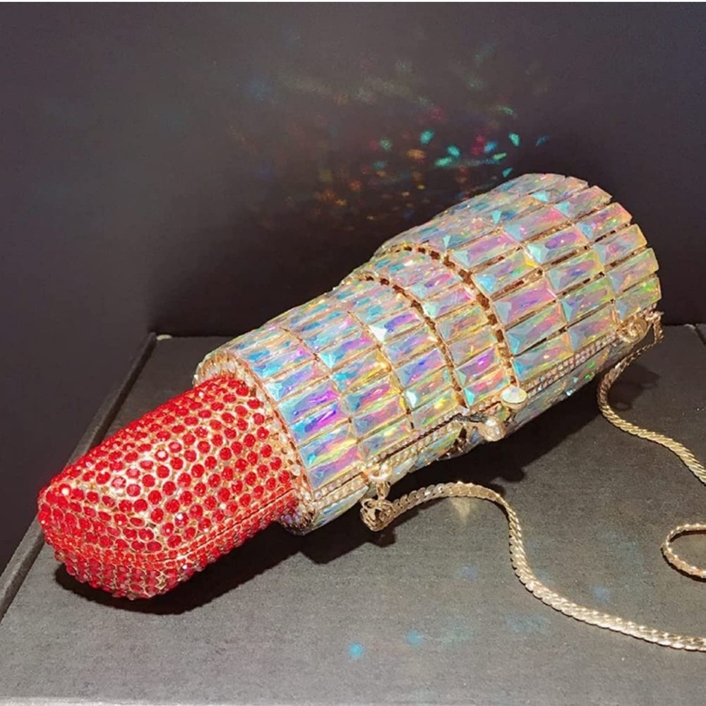 NWT Rhinestone Crystal Lipstick Clutch/Crossbody